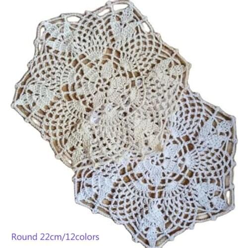 HOT lace cotton table place mat pad Cloth crochet placemat cup mug plate tea coffee Round coaster dining wedding doily kitchen