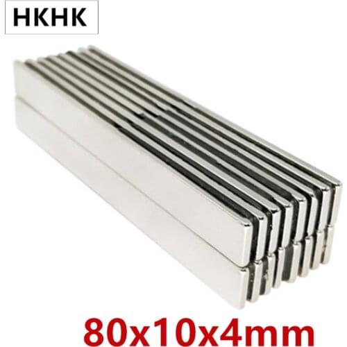 80x10x4 Strong Sheet Rare Earth Magnet Thickness 4mm Block Rectangular Neodymium Magnets 80x10x4mm Strip Magnet 80*10*4 80mm