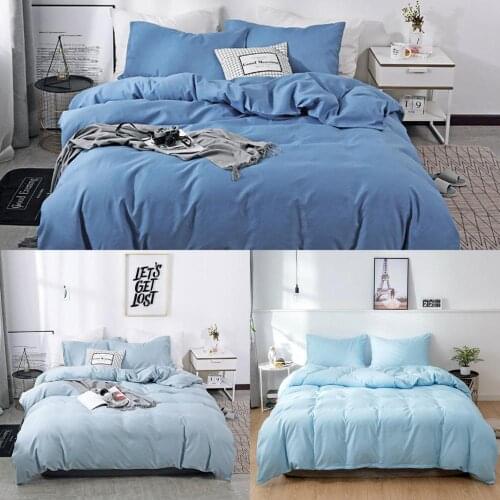Brushed Duvet Cover with Pillowcases Blue Bedding Set Comforter Quilt Covers for Boys Girls Kids Twin Queen King Size Soft Chic