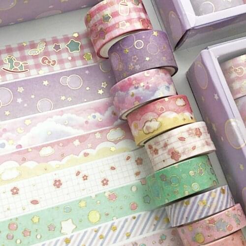 10 Pc/Set Cute Masking Tape Black Gold Washi Tape Vintage Galaxy Decor Adhesive Tape Sticker Scrapbooking Diary Album Stationery
