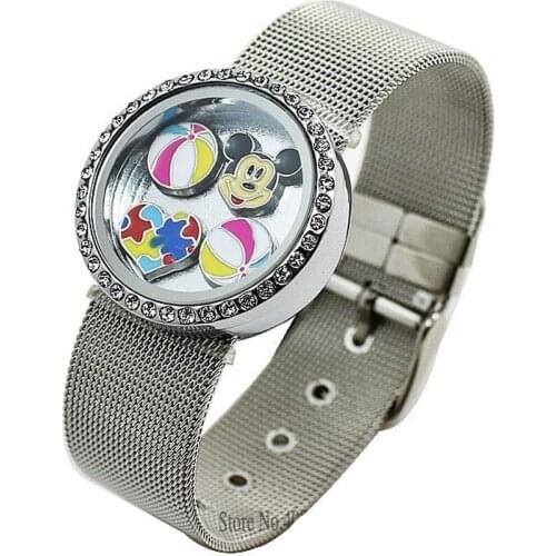 Fashion 5PCS/lot 30mm Round magnetic floating locket bracelet with stainless steel wristband without Charms LSLB08*5