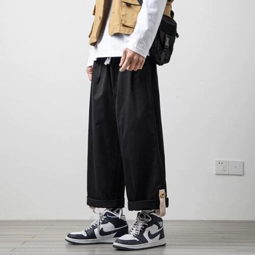 2021 Mens Baggy Wide Leg Pants Streetwear Hip Hop Style Trousers Loose Cargo Casual Pants Military Style Joggers Sweatpants