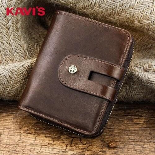 Mens Leather Wallet First Layer Cowhide Mens Anti-theft Brush Anti-RFID Multi-card Pocket Wallet Card Holder