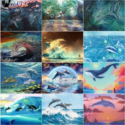 Cartoon Whale Diamond Painting 5D Diy Blue Cross Stitch Embroidery Ocean Mosaic Kit Mosaic Craft Gift Design Home Decoration