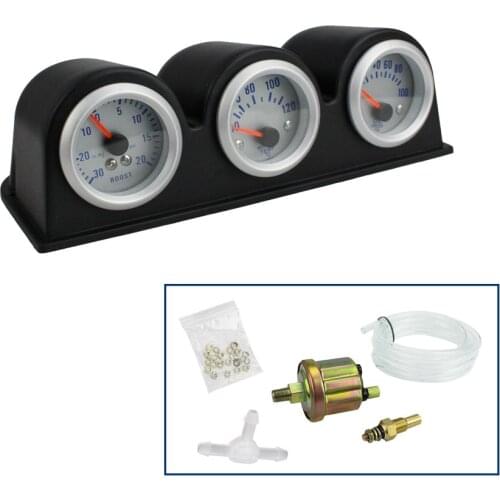 YOMI 2'' 52MM Triple gauge kit Turbo boost Water Temperature Oil Pressure Gauge Car meter
