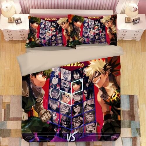 Anime Duvet Cover Set Boku No Hero Academia Printed with Pillow Cases and Duvet Cover Cartoon 3D Bedding Set Dropshipping
