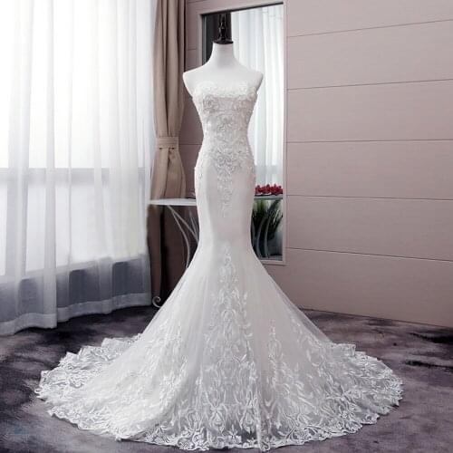 2021 New Arrivals Straplss Neck Lace Up Back Beading Sequined Appliques Mermaid Wedding Dresses Real Photos Aliexpress Login