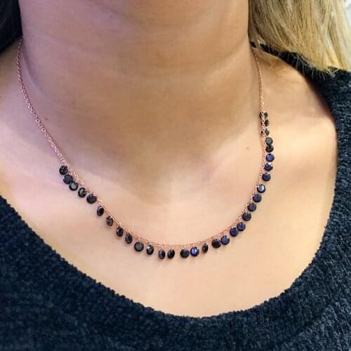 Onyx Stone Dangle Assortment New Stylish Trend Kombinlik Silver Necklace