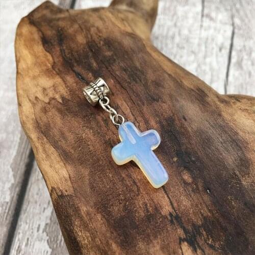 Opalite Cross Gemstone Dreadlock Bead - Dreadlock Jewellery