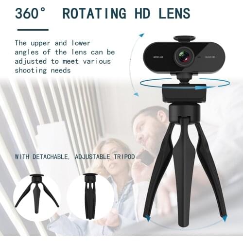 PC09 PC Cameras 4 Million High-Definition 360-degree Adjustable Built-in Mic Cameras USB Free Drive Full HD 30FPS 2K Web Cameras