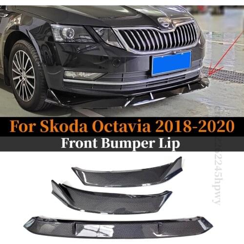 Front Bumper Lip For Skoda Octavia 2018 2019 2020 Octavia spoiler Guard Diffuser Protector ABS Plastic 3Pcs Body kit spoiler