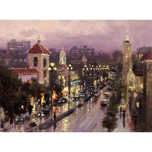 Plaza Lights Kansas City Thomas Kinkade HD Canvas Print Living Room Bedroom Wall Pictures Art Painting Home Decoration No Frame