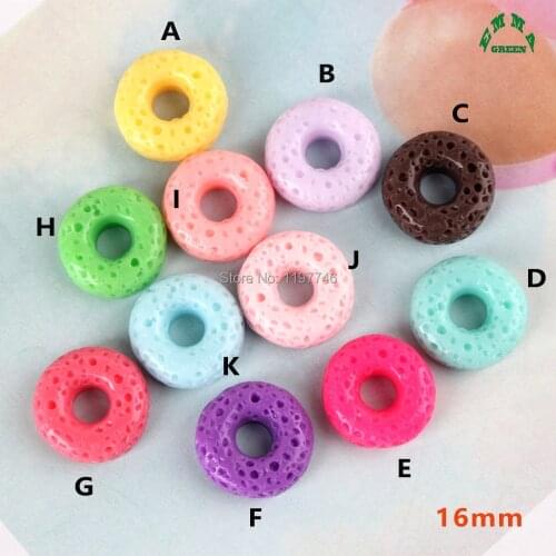 Slime Charms Simulated Donut Resin Plasticine Slime Accessories Beads 10pcs 16mm Making Supplies DIY Scrapbooking Crafts