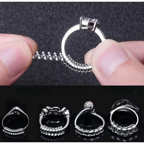 Transparent Spiral Based Ring Tools Spring Coil Ring Size Adjuster Guard Tightener Reducer Resizing Tool for Jewelry Accessories