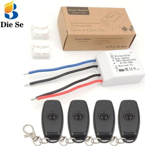 Remote Control Lamp Switch ON\OFF DIY Switch 433Mhz RF Relay Receiver and Transmitter AC 220V 7Amp for Lighting Bulb Controller
