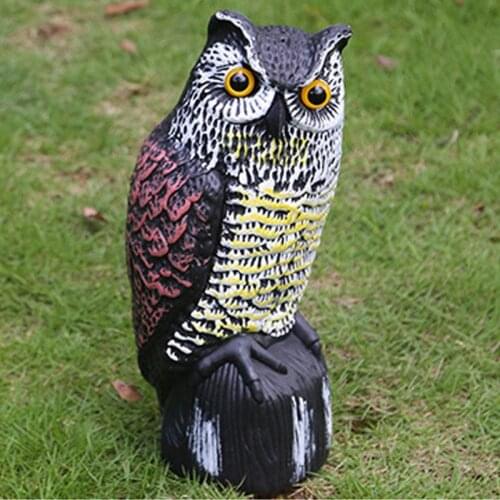 Realistic Bird Scarer Rotating Head Sound Owl Prowler Decoy Protection Repellent Pest Control Scarecrow Garden Yard Move