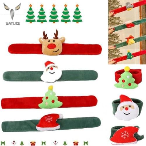 WAYLIKE 2021 Christmas Decorations Patting Circle Snap Ring Santa Wrist Clap Santa Snowman Deer Children Gift New Year Party