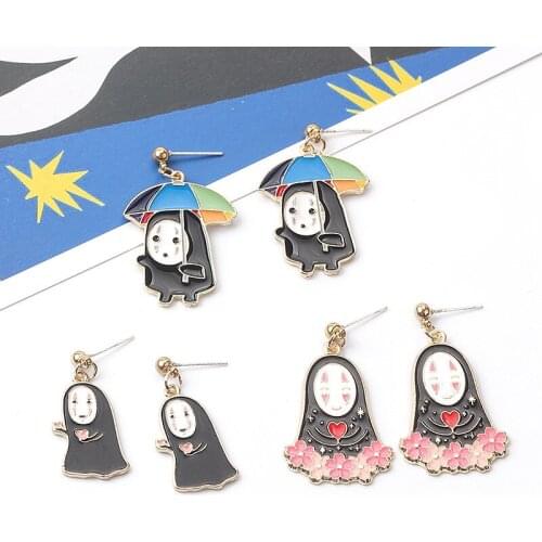 Cartoon Anime Spirited Away Ghost Earrings Creative Personality Alloy Drip Earring Cosplay Props Jewelry Accessories Gifts