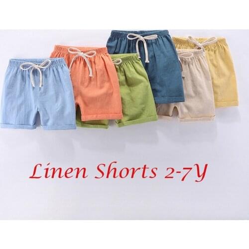 Children Summer Shorts Boys Kids Casual Beach Shorts Candy Color Cotton Linen Breathable Soft Short Pants For Girl boys clothes