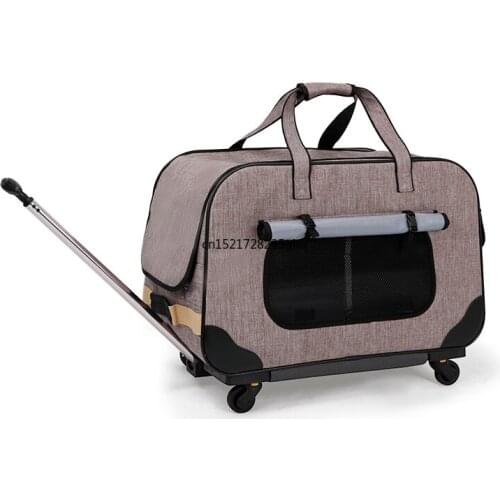 Pet trolley folding four-wheeled dog trolley box cat suitcase bag breathable closed Lever Panoramic Skylight Super Breathable