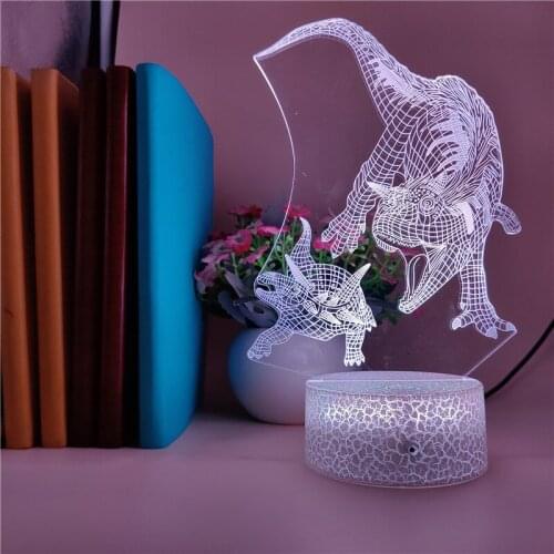 Animal LED Night Light Dinosaur Nightlight Room 3D Table Lamp Atmosphere Club Decor Kids Birthday Holiday Gift Bluetooth Base