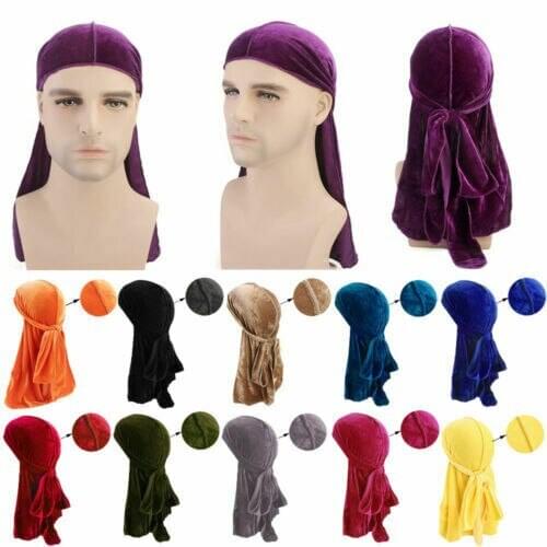 Unisex Men Women Velvet Breathable Bandana Hat Turban Doo Durag Cap US Headwear Muslim Style Hot Sales