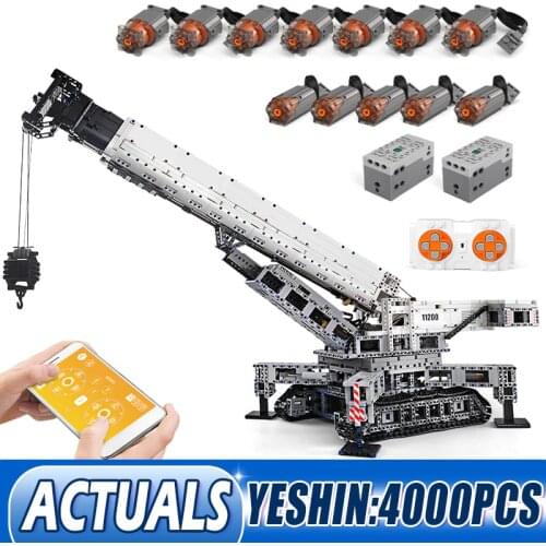 Mould King 17002 High-tech APP RC Engine Power Function Crane LTM Truck Building Brick Blocks Kids Educational Toys XMAS Gifts