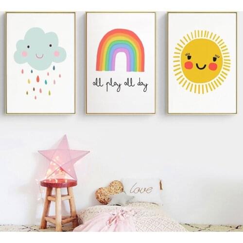 Cartoon Canvas Painting Kids Room Decor Wall Art All Play All Day Posters and Prints Baby Nursery Child Room Decor No Frame