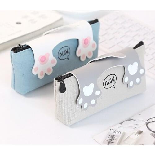 1Pcs New School Pencil Bag For Girls Retro Canvas Pencil Pen Case Cosmetic Coin Wallet Storage Purse Zipper Pouch