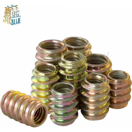 10Pcs M4 M5 M6 M8 M10 Furniture Pass-through Drive Unhead Threaded Nut Color Zinc Plated Carbon Steel Wood Insert Nuts