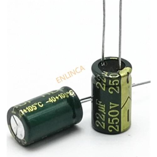 100pcs/lot 250v 22uf high frequency low impedance 10*17 20% RADIAL aluminum electrolytic capacitor 22000NF 20