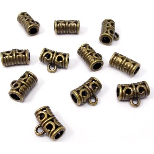 100pcs-Antique Bronze Bail Beads Charms Perfect for European Style Bracelets or Necklaces 12x9x6mm