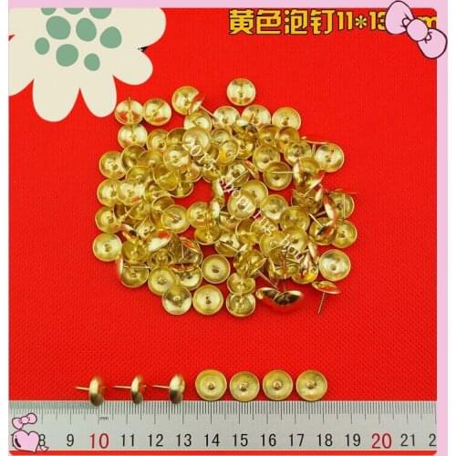 11mm*13mm Fasteners gold color iron Upholstery Nail Jewelry Box Wall Door Sofa Furniture Decorative Tack Stud Pushpin