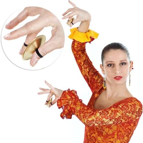 2Pcs Finger Cymbals Belly Dancing Finger Dance Finger Zills Gold Dance Finger Musical Instrument for Dancer Ball Party