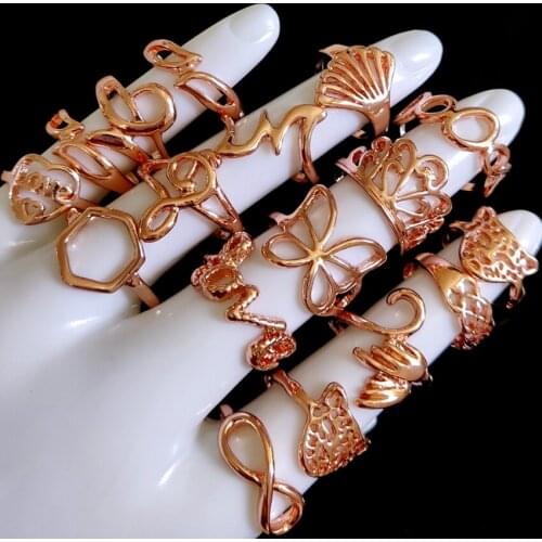 20pcs Multi-styles Mix Rose Gold Womens Girls Beautiful Sweet Cute Exquisite Ring Party Bag Fillers Gift Favor