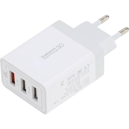 3 Port USB Fast Charger Quick Charge 3.0 Universal Wall Travel Mobile Phone Tablet Chargers for iPhone X Samsung Huawei 10pcs