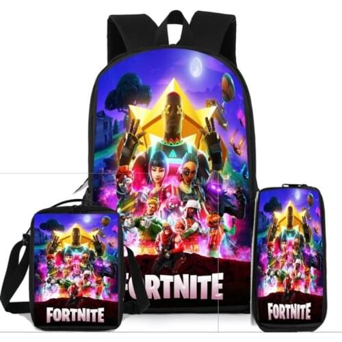 3pcs/set Kid Child Schoolbag Fortnites Backpack Schoolbag Cool Waterproof Schoolbag Fortress Night Student School Bag Kid Toy