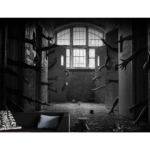 3D extended space corridor horror horror mural secret room escape ghost house plot theme Self Adhesive wallpaper papel DE parede