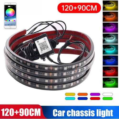 4pcs/Set LED Car Chassis Light Strips Luxurious Light Decoration App Control Music Light Waterproof Undercar RGB Glow Light