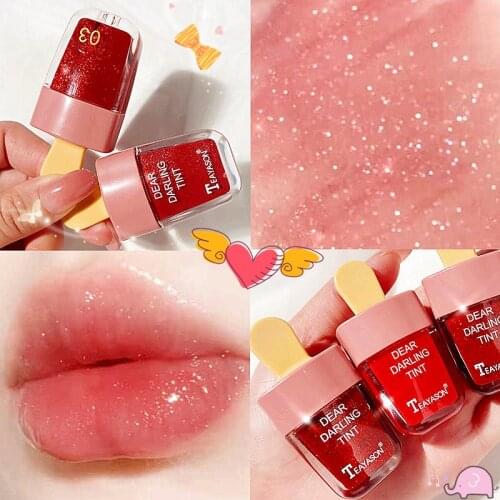 Korean Kawaii Shimmer Lipgloss Liquid Waterproof Lipstick Non-Stick Diamond Shining Lip Glaze Cosmetics Makeup Cute Lipgloss