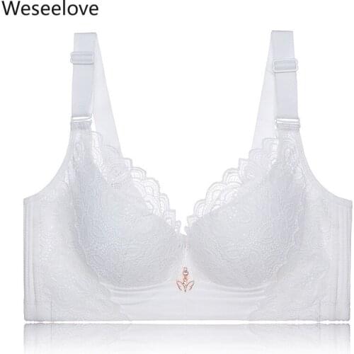 Weseelove Women Push Up Seamless Bras White Color Sexy Women Lace Bra Full Push Up Bra Plus Size Women Sexy Bralette X45-4