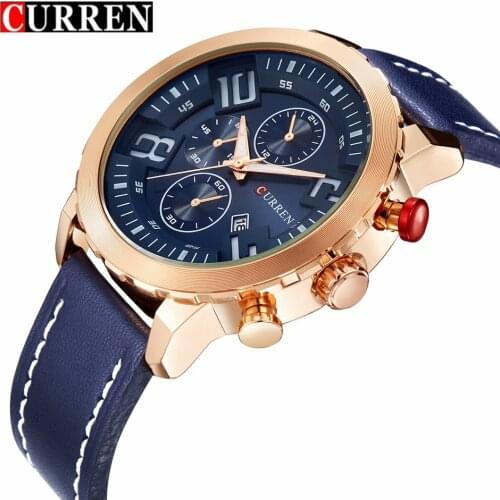 2016 New CURREN Fashion Men Sports Watches Mens Quartz Hour Date Clock Man Leather Strap Military Army Waterproof Wrist watch