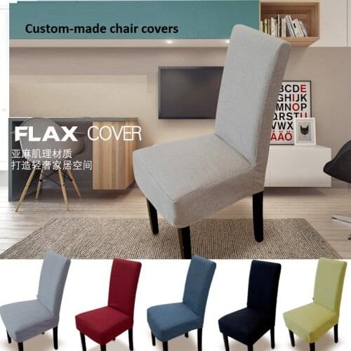 Customize quality one piece dining chair cover thickening cotton linen