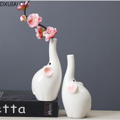DXUIALOI creative cartoon animal ceramic crafts elephant vase indoor living room desktop flower arrangement vase home decoration