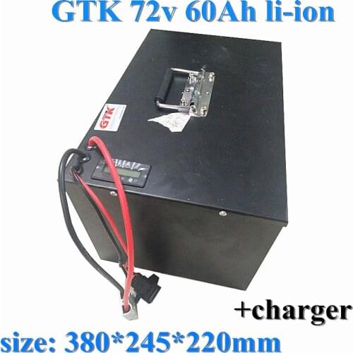 GTK High quality high Power 5000w 72v 60Ah Li-ion with BMS for Electric Bike Battery +10A Charger