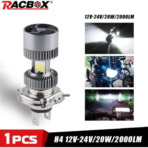 H4 20W Motorcycle Headlight Bulbs LED Light Super White Light High Low Beam 6000K 2000LM DC 12V-24V For Motor ATV UTV