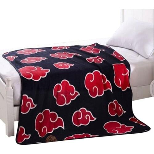 Fast delivery Anime Akatsuki Cosplay Robe Shippuden Akatsuki Soft Warm Coral Fleece Plush Throw Blanket Bed Rug 150*120cm