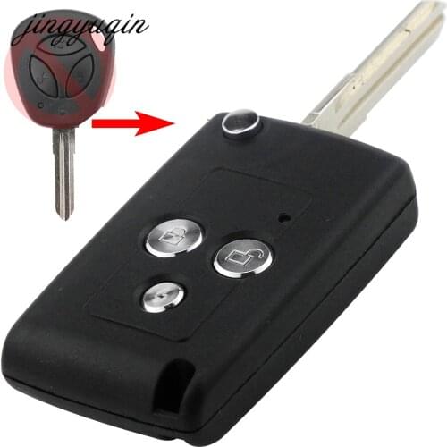 Jingyuqin Modified Flip Folding Car Remote Key Shell for Lada 3 Button Replacement Blank Uncut Fob Cover