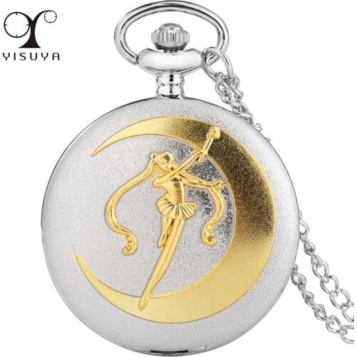Display Silver Necklace Pocket Watch Quartz Movement Hot Anime Student Girl Pendant Collection Pocket Clock Gifts