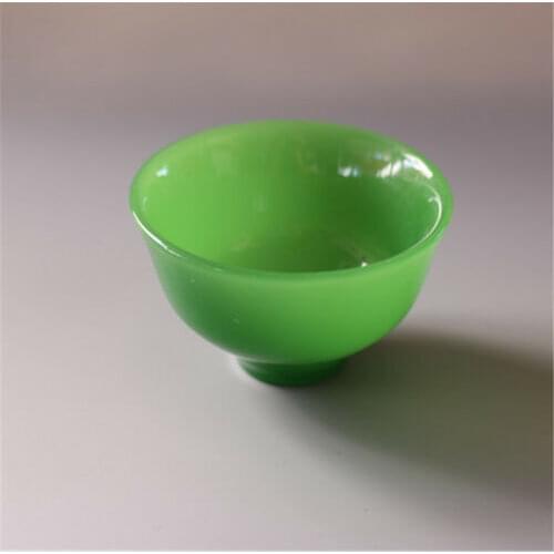 Chinese Handmade Natural Green Jade Carved Tea Cup Tea Set Exquisite Small Bowl Cup